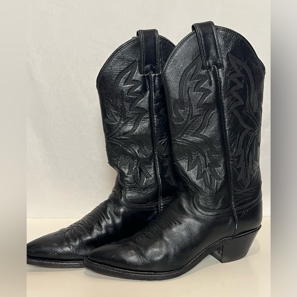 Women’s Justin Western Leather Cowboy Boots with Pointy Toes - Black - Sz 6B - Picture 5 of 9